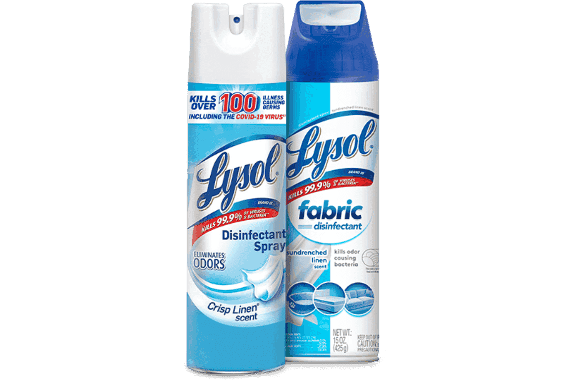 two lysol disinfectant sprays
